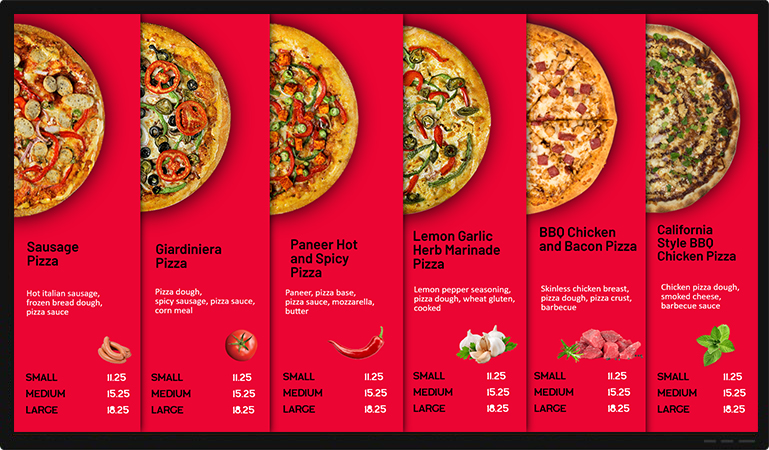 pizza toppings menu