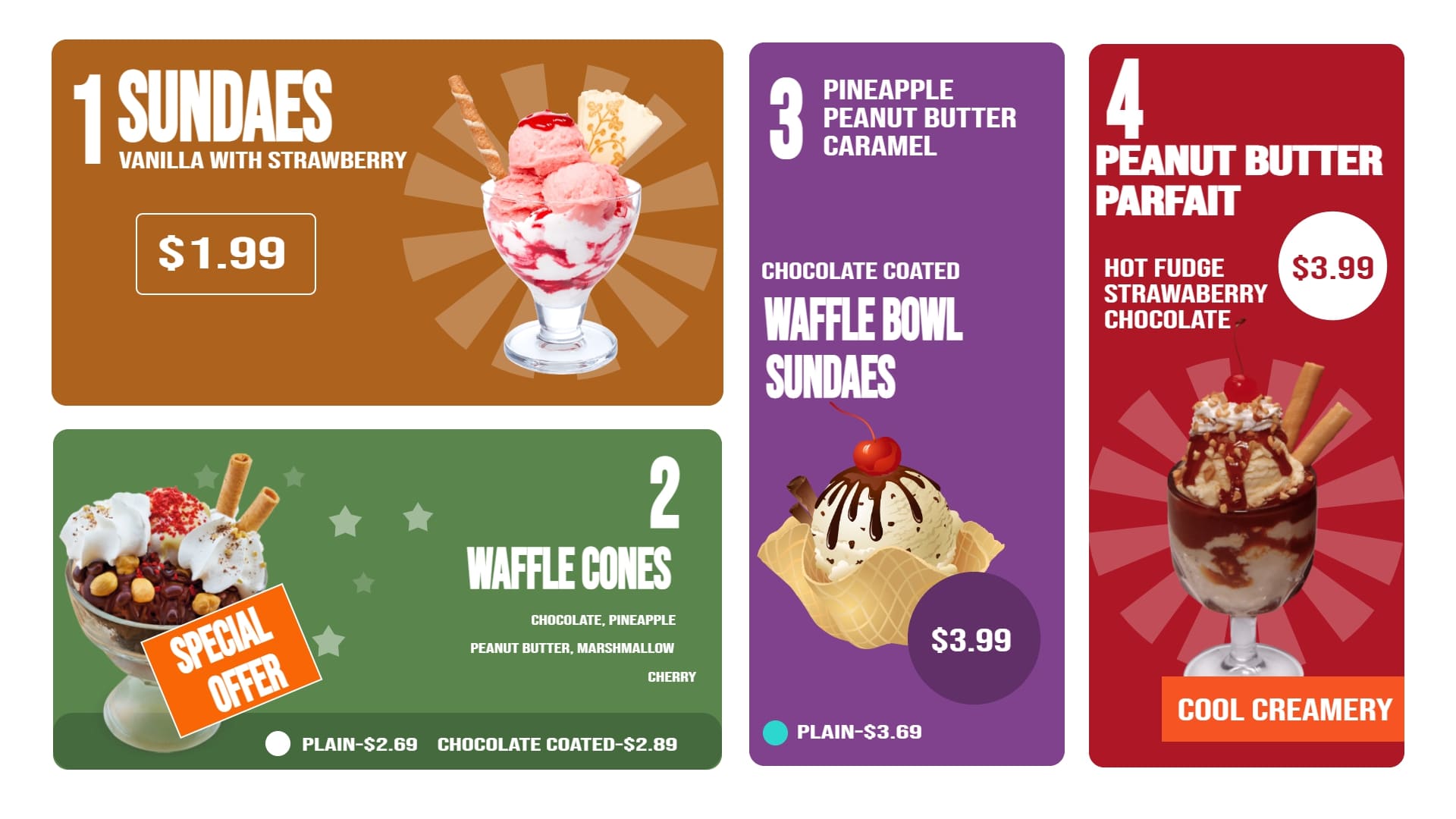 colorful ice cream shop menu boards design