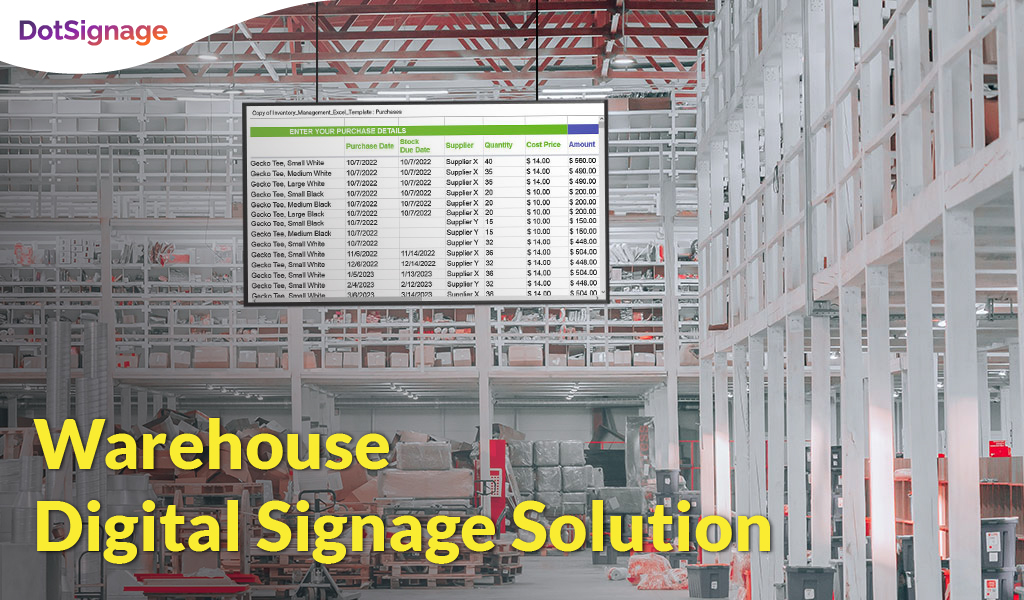 warehouse digital signage solution