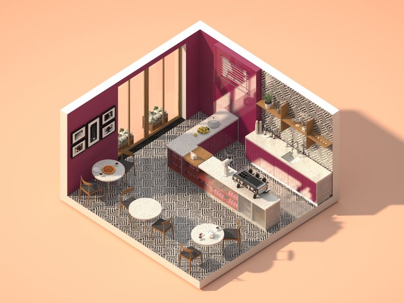 create flooring plan for coffee shop