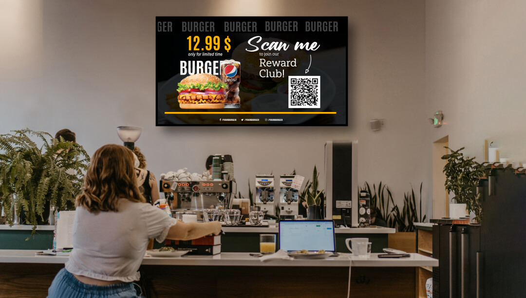 burger menu boards with qr code