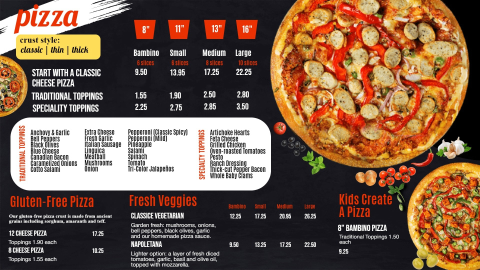 free pizza digital menu board template