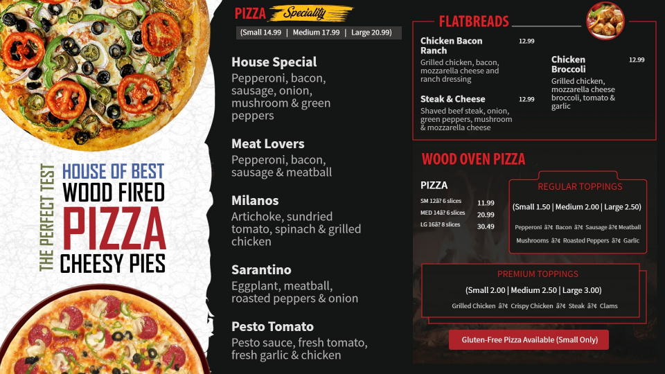 pizza digital menu boards usa
