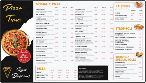 pizza menu board 10