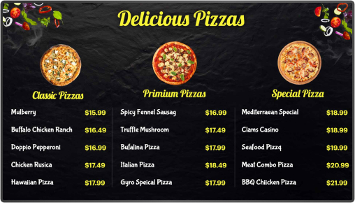pizza menu board 9