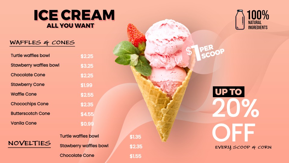 ice cream digital menu screens template