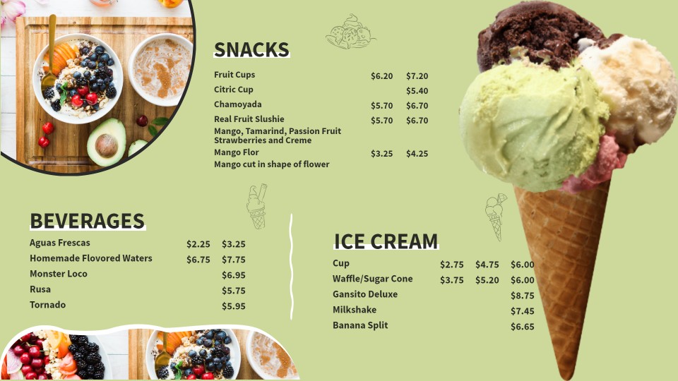 ice cream electronic menu board template