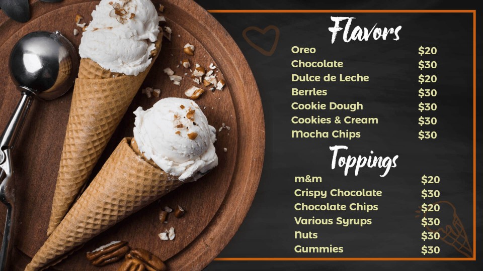 ice cream menu boards template