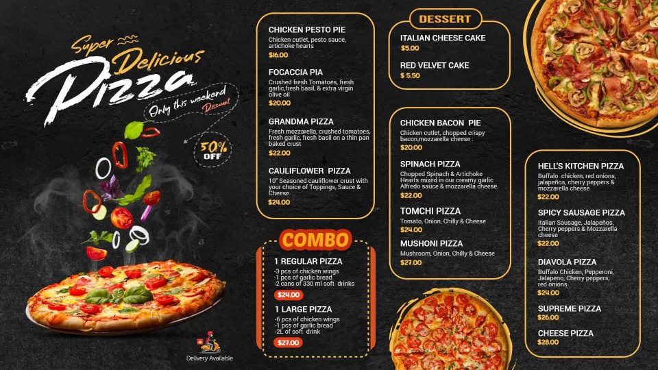 pizza digital menu boards template example